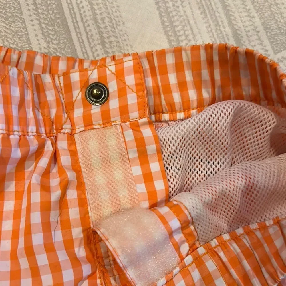 Sundek Boys (2) Elastic Waist Solid Blue and Orange Gingham Bathing Suits: 6